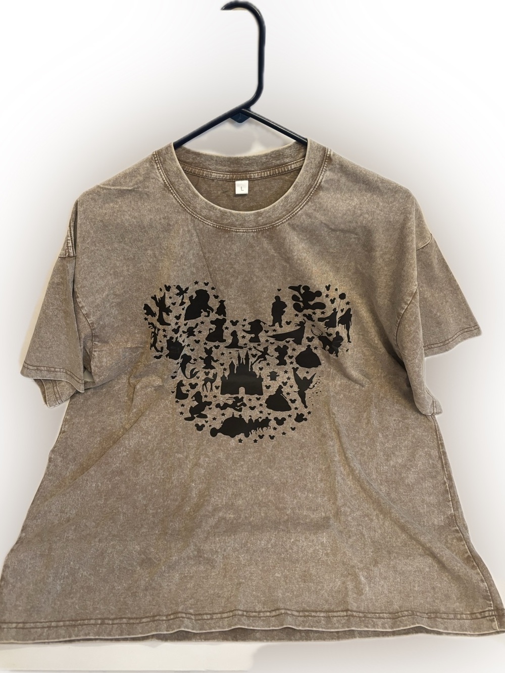 Disney Characters Mickey Mouse Silhouette Brown Women’s T-shirt Size L